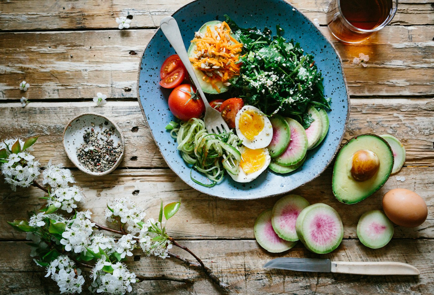 Fresh colourful food as part of everyday wellbeing